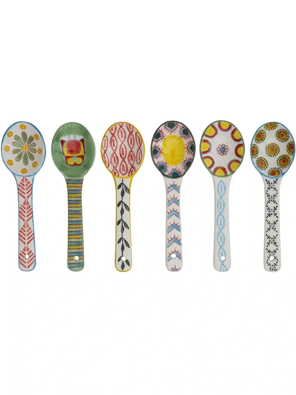 Heart & home ceramic spoons lot of 6 coffee tea dessert spoons